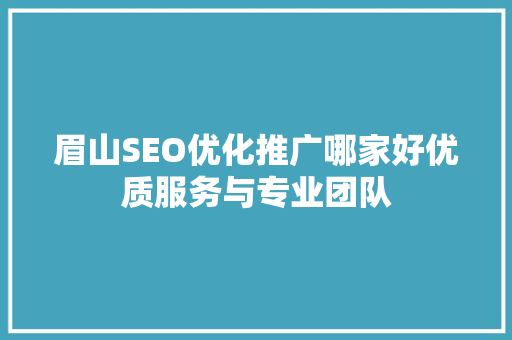 眉山SEO优化推广哪家好优质服务与专业团队