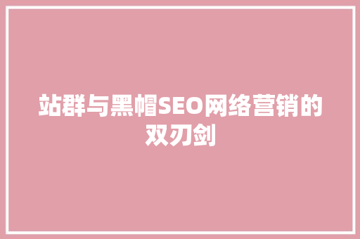 站群与黑帽SEO网络营销的双刃剑