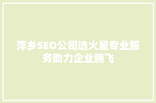 萍乡SEO公司选火星专业服务助力企业腾飞