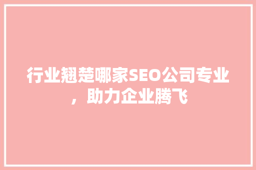 行业翘楚哪家SEO公司专业，助力企业腾飞
