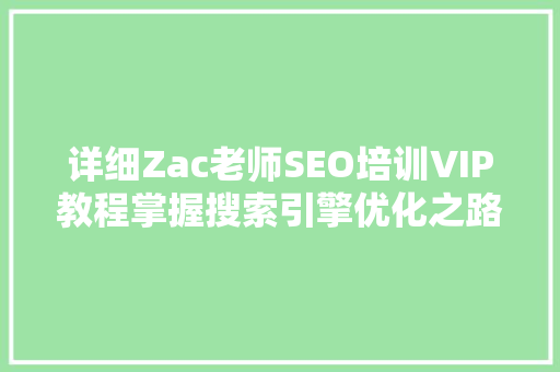 详细Zac老师SEO培训VIP教程掌握搜索引擎优化之路