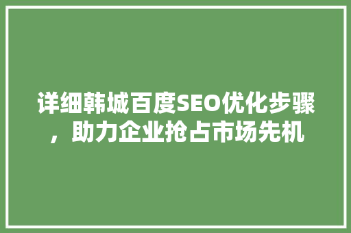 详细韩城百度SEO优化步骤，助力企业抢占市场先机
