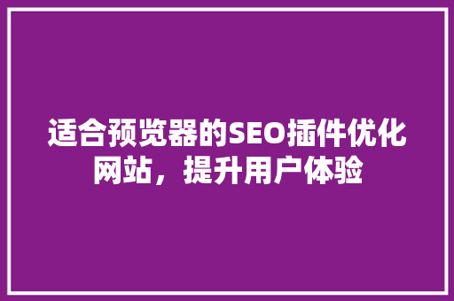 适合预览器的SEO插件优化网站，提升用户体验