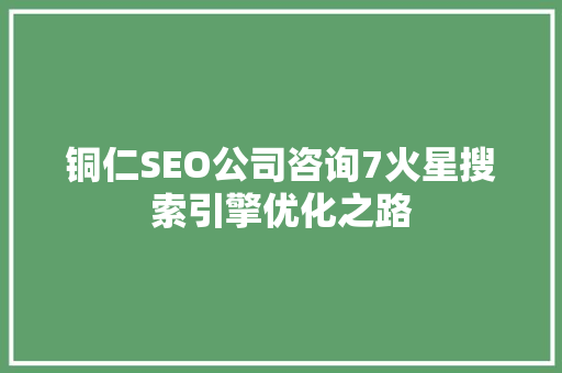 铜仁SEO公司咨询7火星搜索引擎优化之路