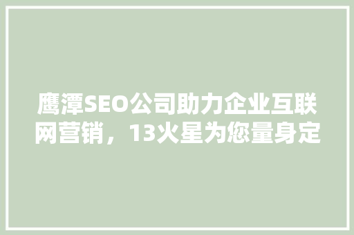 鹰潭SEO公司助力企业互联网营销，13火星为您量身定制专业解决方法