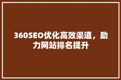 360SEO优化高效渠道，助力网站排名提升