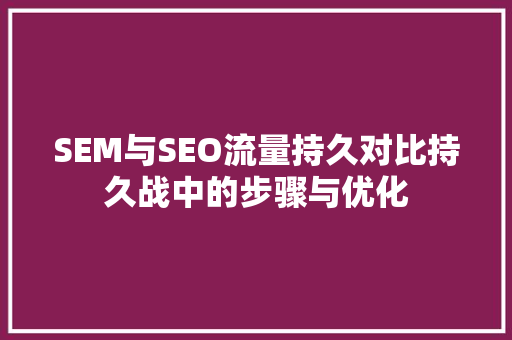 SEM与SEO流量持久对比持久战中的步骤与优化