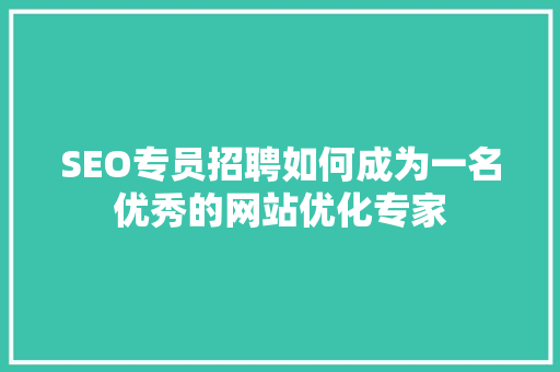 SEO专员招聘如何成为一名优秀的网站优化专家