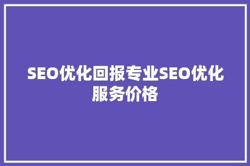 SEO优化回报专业SEO优化服务价格