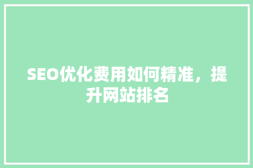 SEO优化费用如何精准，提升网站排名