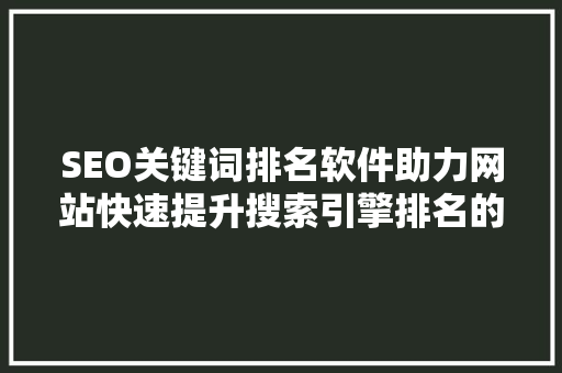 SEO关键词排名软件助力网站快速提升搜索引擎排名的利器