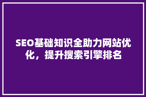 SEO基础知识全助力网站优化，提升搜索引擎排名
