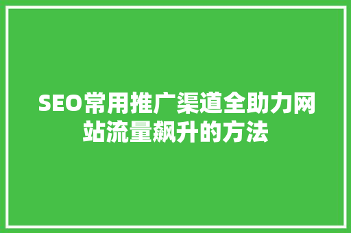 SEO常用推广渠道全助力网站流量飙升的方法