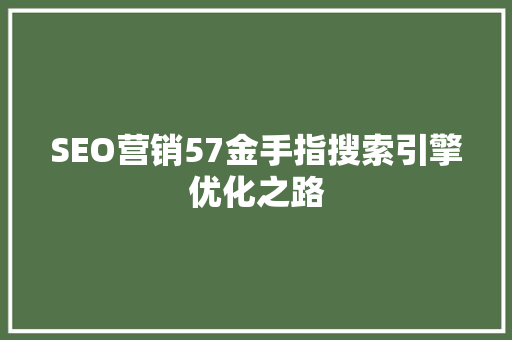 SEO营销57金手指搜索引擎优化之路