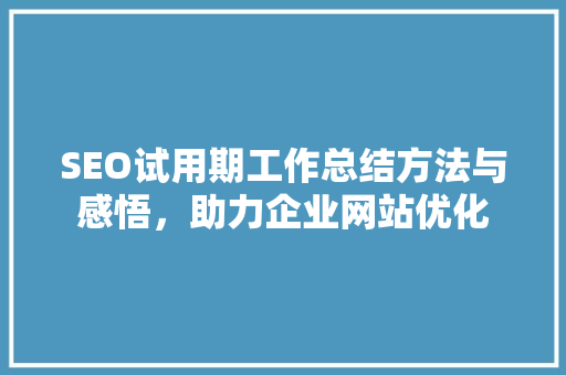 SEO试用期工作总结方法与感悟，助力企业网站优化