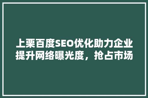 上栗百度SEO优化助力企业提升网络曝光度，抢占市场先机