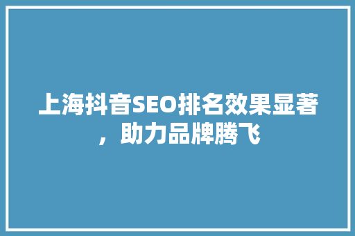 上海抖音SEO排名效果显著，助力品牌腾飞