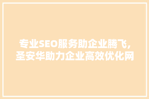 专业SEO服务助企业腾飞,圣安华助力企业高效优化网络营销