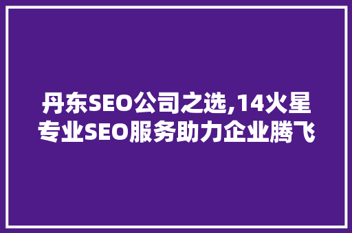 丹东SEO公司之选,14火星专业SEO服务助力企业腾飞