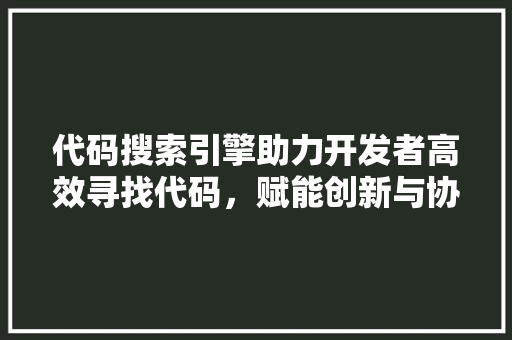 代码搜索引擎助力开发者高效寻找代码，赋能创新与协作