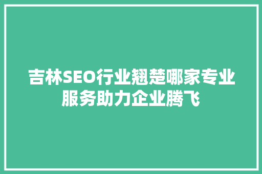吉林SEO行业翘楚哪家专业服务助力企业腾飞