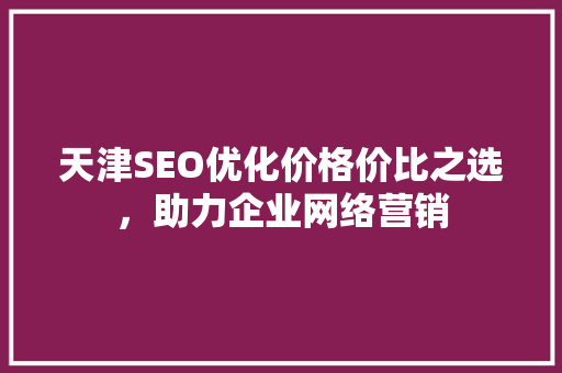 天津SEO优化价格价比之选，助力企业网络营销