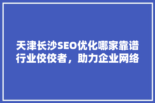 天津长沙SEO优化哪家靠谱行业佼佼者，助力企业网络营销