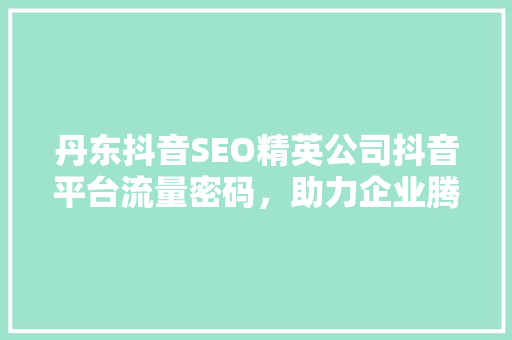 丹东抖音SEO精英公司抖音平台流量密码，助力企业腾飞