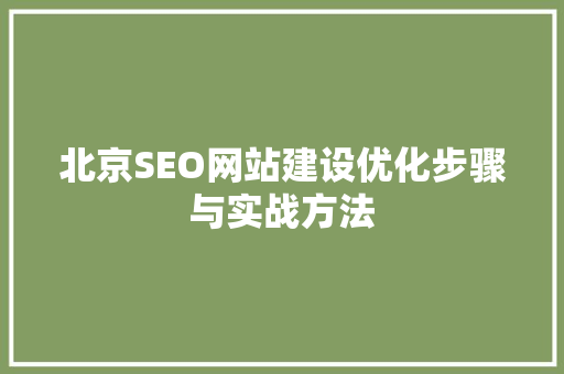 北京SEO网站建设优化步骤与实战方法