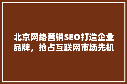 北京网络营销SEO打造企业品牌，抢占互联网市场先机