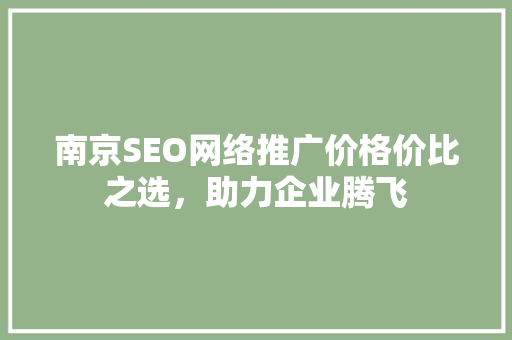 南京SEO网络推广价格价比之选，助力企业腾飞