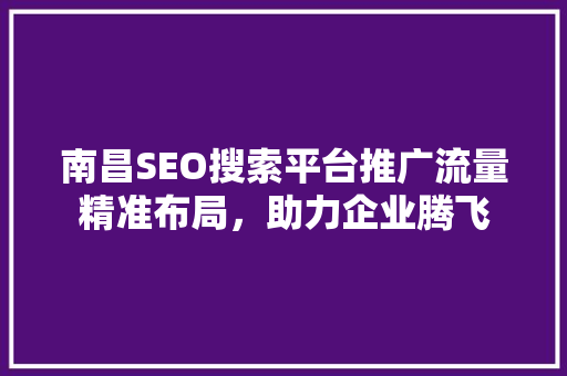 南昌SEO搜索平台推广流量精准布局，助力企业腾飞