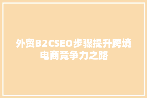 外贸B2CSEO步骤提升跨境电商竞争力之路