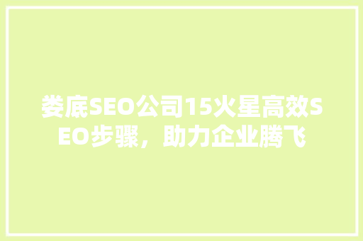 娄底SEO公司15火星高效SEO步骤，助力企业腾飞