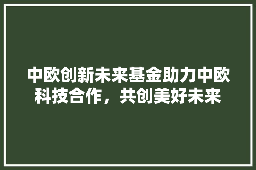 中欧创新未来基金助力中欧科技合作，共创美好未来