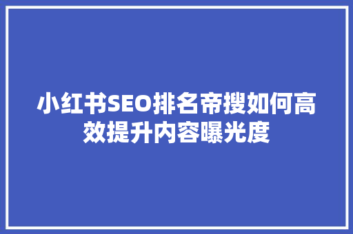 小红书SEO排名帝搜如何高效提升内容曝光度