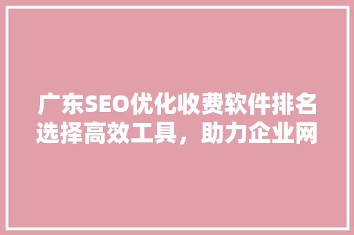 广东SEO优化收费软件排名选择高效工具，助力企业网站排名提升
