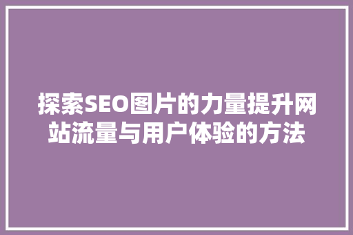 探索SEO图片的力量提升网站流量与用户体验的方法