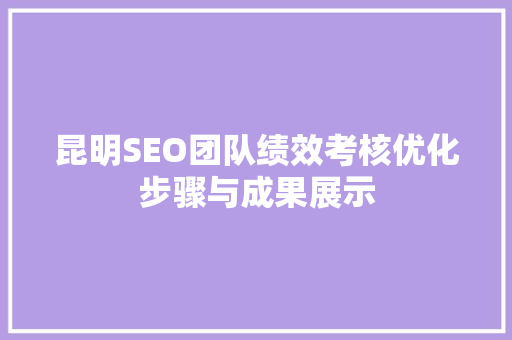 昆明SEO团队绩效考核优化步骤与成果展示