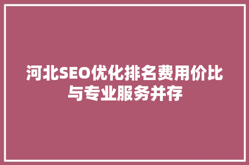 河北SEO优化排名费用价比与专业服务并存
