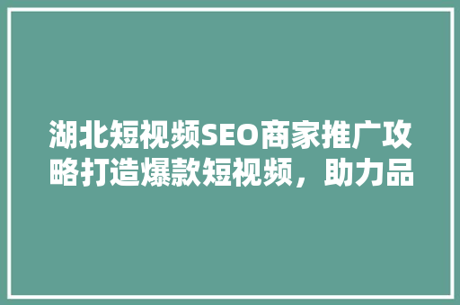 湖北短视频SEO商家推广攻略打造爆款短视频，助力品牌腾飞