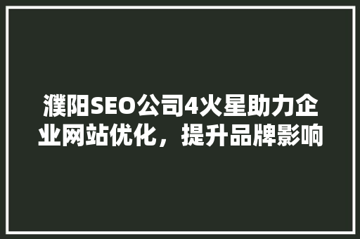 濮阳SEO公司4火星助力企业网站优化，提升品牌影响力
