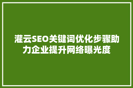 灌云SEO关键词优化步骤助力企业提升网络曝光度