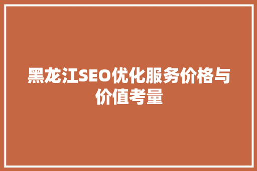 黑龙江SEO优化服务价格与价值考量