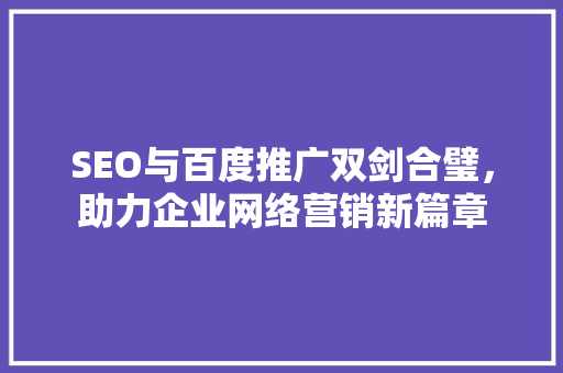 SEO与百度推广双剑合璧，助力企业网络营销新篇章