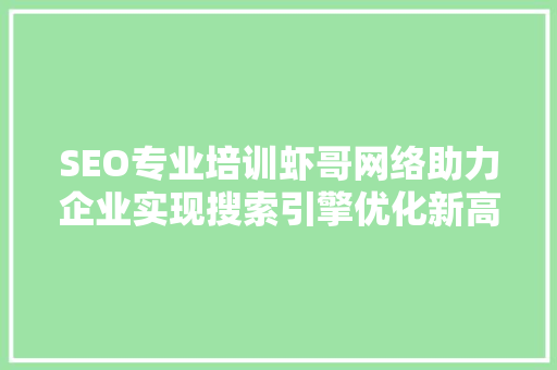 SEO专业培训虾哥网络助力企业实现搜索引擎优化新高度