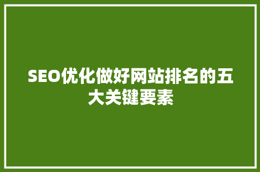 SEO优化做好网站排名的五大关键要素