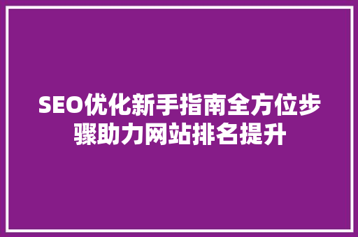 SEO优化新手指南全方位步骤助力网站排名提升