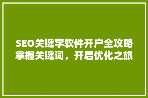SEO关键字软件开户全攻略掌握关键词，开启优化之旅