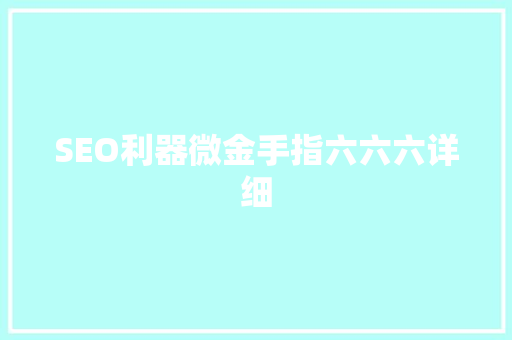 SEO利器微金手指六六六详细